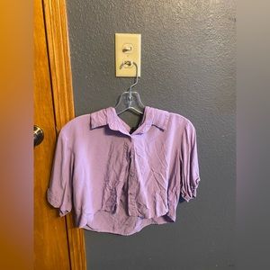 cropped purple button up shein small